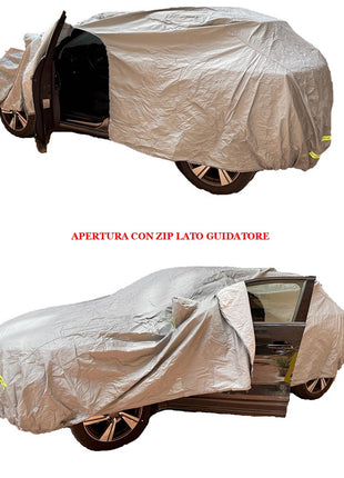 PER ABARTH 595 1.4 Turbo T-Jet 160 CV Pista  TAGLIA M TELO COPRIAUTO FELPATO IMPERMEABILE COVER ANTIGRAFFIO ANTIGRANDINE COPERTURA PER AUTO CON ZIP LATO GUIDATORE