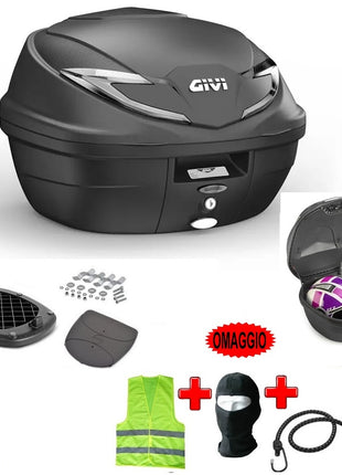 PER YAMAHA YZF R3  BAULETTO GIVI B360 TECH 39LT BAULE VALIGIA PER PORTAPACCHI POSTERIORE MOTO SCOOTER+PIASTRA+KIT MONTAGGIO PER 2 CASCHI JET-1 CASCO INTEGRALE/MODULARE
