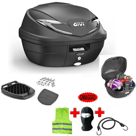 PER YAMAHA YZF 600 R THUNDERCAT  BAULETTO GIVI B360 TECH 39LT BAULE VALIGIA PER PORTAPACCHI POSTERIORE MOTO SCOOTER+PIASTRA+KIT MONTAGGIO PER 2 CASCHI JET-1 CASCO INTEGRALE/MODULARE