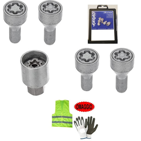 BULLONI ANTIFURTO STARLOCK CON CERCHIO IN LEGA BULLONE (DADO) ANTIRAPINA AUTO COMPATIBILE CON ROVER Maestro  dal 1983-1995 T2/E KIT 4 BULLONI (DADI)+1 CHIAVE OMOLOGATO