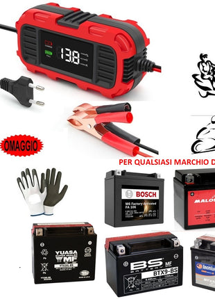Caricabatterie per Moto Scooter Mantenitore di Carica 12Volt 2A per Batteria al Piombo COMPATIBILE CON YAMAHA YZF R1 1000 60TH ANNIVERSARY caricabatteria supporta batterie da 4Ah a 30Ah con display