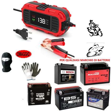 Caricabatterie per Moto Scooter Mantenitore di Carica 12Volt 2A per Batteria al Piombo COMPATIBILE CON MV AGUSTA  TURISMO VELOCE 800 caricabatteria supporta batterie da 4Ah a 30Ah dotato di display