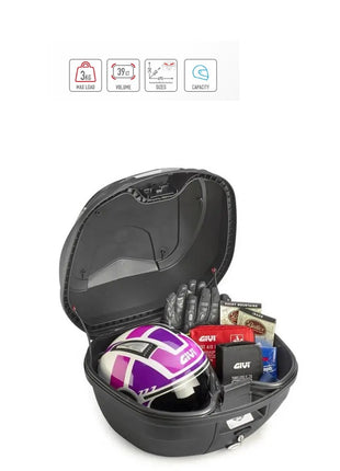 PER YAMAHA FZ6 FAZER 600   BAULETTO GIVI B360 TECH 39LT BAULE VALIGIA PER PORTAPACCHI POSTERIORE MOTO SCOOTER+PIASTRA+KIT MONTAGGIO PER 2 CASCHI JET-1 CASCO INTEGRALE/MODULARE