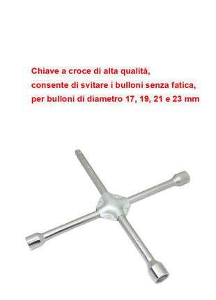 PER  SHUANGHUAN CRIC A PANTOGRAFO PER AUTO+CHIAVE A CROCE PER SVITARE BULLONI 17,19,21 E 23 MM KIT EMERGENZA STRADALE CRICK DA 2 TONNELLATE OMOLOGATO