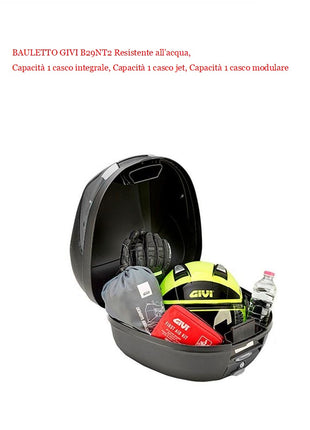 PER YAMAHA YZF R1 1000  BAULETTO GIVI 29LT B29NT2 TECH VALIGIA NERA BAULE COMPRESO DI PIASTRA E KIT UNIVERSALE PER PORTAPACCHI POSTERIORE 1 CASCO INTEGRALE O JET