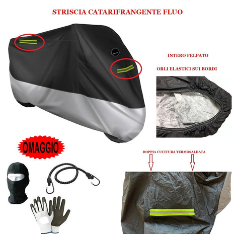 PER  AEON CROSSLAND RX 400  TAGLIA XXL 296x105x127cm TELO COPRIMOTO FELPATO IMPERMEABILE COPERTURA PER MOTO SCOOTER MAXISCOOTER MAXIMOTO COVER ANTIGRAFFIO CAPPOTTA 250GR