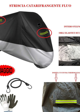 PER SHERCO 4.5 i  TAGLIA XL 246x105x127cm TELO COPRIMOTO FELPATO IMPERMEABILE COPERTURA PER MOTO SCOOTER MAXISCOOTER MAXIMOTO COVER ANTIGRAFFIO CAPPOTTA 250GR