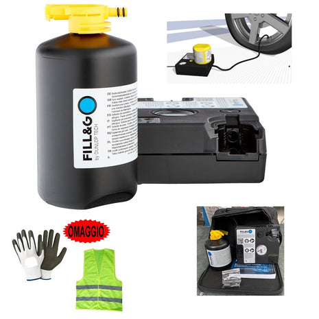 COMPATIBILE CON OPEL ASTRA STATION KIT RIPARAZIONE GOMME AUTOMATICO CON COMPRESSORE E LIQUIDO SIGILLANTE DUNLOP DA 450ML TECH GONFIA E RIPARA PER AUTO SUV FUORISTRADA FURGONI MOTO