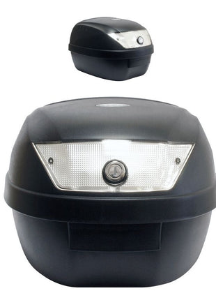 PER APRILIA SONIC 50 CAT  BAULETTO VALIGIA BAULE 28 LT NERO+PIASTRA+MANIGLIA PER PORTAPACCHI MOTO-SCOOTER PER CASCO INTEGRALE-JET-MODULARE UNIVERSALE SIFAM
