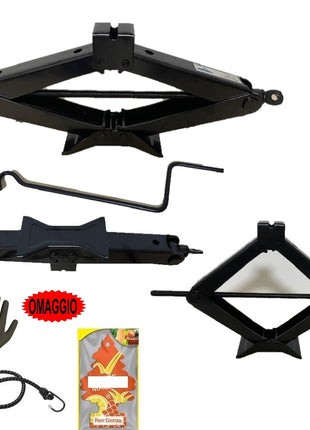 PER VOLVO S60 CRIC A PANTOGRAFO PER AUTO DA 2 TONNELLATE CON ASTA GIREVOLE CRICK OMOLOGATO PER SOLLEVAMENTO PNEUMATICI ALZATA MIN 100MM-MAX 440MM