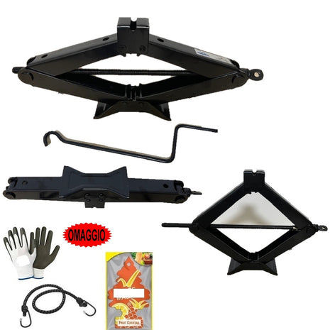PER RENAULT CLIO STATION CRIC A PANTOGRAFO PER AUTO DA 2 TONNELLATE CON ASTA GIREVOLE CRICK OMOLOGATO PER SOLLEVAMENTO PNEUMATICI ALZATA MIN 100MM-MAX 440MM