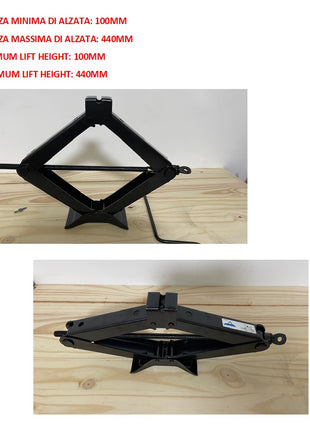 PER OPEL COMBO TOUR CRIC A PANTOGRAFO PER AUTO DA 2 TONNELLATE CON ASTA GIREVOLE CRICK OMOLOGATO PER SOLLEVAMENTO PNEUMATICI ALZATA MIN 100MM-MAX 440MM