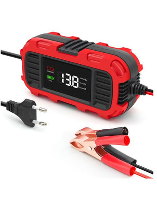 Caricabatterie per Moto Scooter Mantenitore di Carica 12Volt 2A per Batteria al Piombo COMPATIBILE CON YAMAHA YZF R125 caricabatteria supporta batterie da 4Ah a 30Ah dotato di display