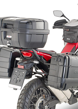 BAULETTO VALIGIA TRKKER 52BB LITE+PIASTRA E251+RETE+TAPPETINO GIVI PER 2 CASCHI INTEGRALI/JET 52LT SECURITY LOOCK MOTO-SCOOTER CON PORTAPACCHI COMPATIBILE CON ROYAL ENFIELD BULLETT 500 ELECTRA