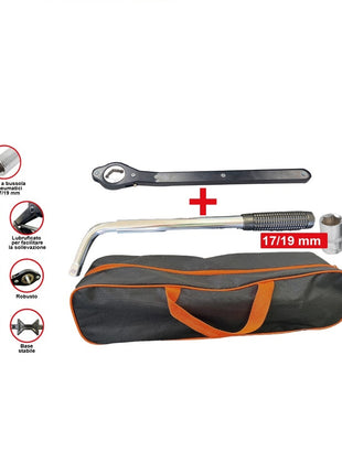 CRIC A PANTOGRAFO DA 2 TONNELLATE CON CRICCHETTO E CHIAVE A BUSSOLA ALLUNGABILE TELESCOPICA  PER SMART FORTWO CABRIO VALIGETTA KIT AUTO SET PER EMERGENZA STRADALE SOLLEVAMENTO GOMME AUTO