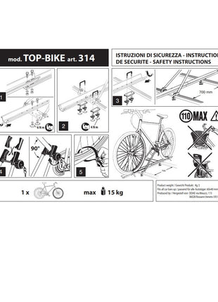 PER ALFA ROMEO MITO PORTABICI PER TETTO AUTO PORTABICICLETTA PER BARRE PORTATUTTO PORTABAGAGLI CARICO MASSIMO 15KG MATERIALE IN ACCIAIO PORTA BICI DA PORTAPACCHI