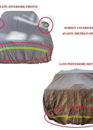 PER ABARTH 595 C 1.4 Turbo T-Jet 145 CV  TAGLIA M TELO COPRIAUTO FELPATO IMPERMEABILE COVER ANTIGRAFFIO ANTIGRANDINE COPERTURA PER AUTO CON ZIP LATO GUIDATORE