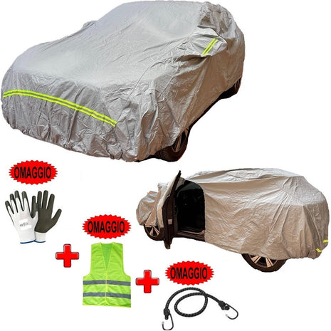 PER ABARTH 124 Spider 1.4 Turbo MultiAir AT 170 CV  TAGLIA M TELO COPRIAUTO FELPATO IMPERMEABILE COVER ANTIGRAFFIO ANTIGRANDINE COPERTURA PER AUTO CON ZIP LATO GUIDATORE