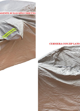 PER ABARTH 595 C 1.4 Turbo T-Jet 145 CV  TAGLIA M TELO COPRIAUTO FELPATO IMPERMEABILE COVER ANTIGRAFFIO ANTIGRANDINE COPERTURA PER AUTO CON ZIP LATO GUIDATORE