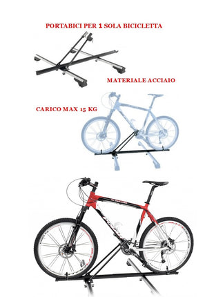 PER CITROEN C-ZERO PORTABICI PER TETTO AUTO PORTABICICLETTA PER BARRE PORTATUTTO PORTABAGAGLI CARICO MASSIMO 15KG MATERIALE IN ACCIAIO PORTA BICI DA PORTAPACCHI